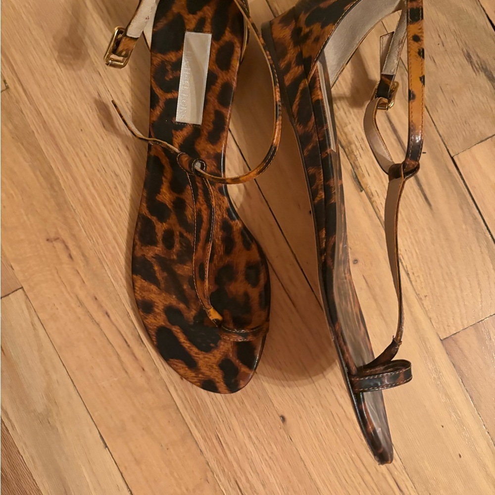 Michael Kors Brown Leopard Print Sandals